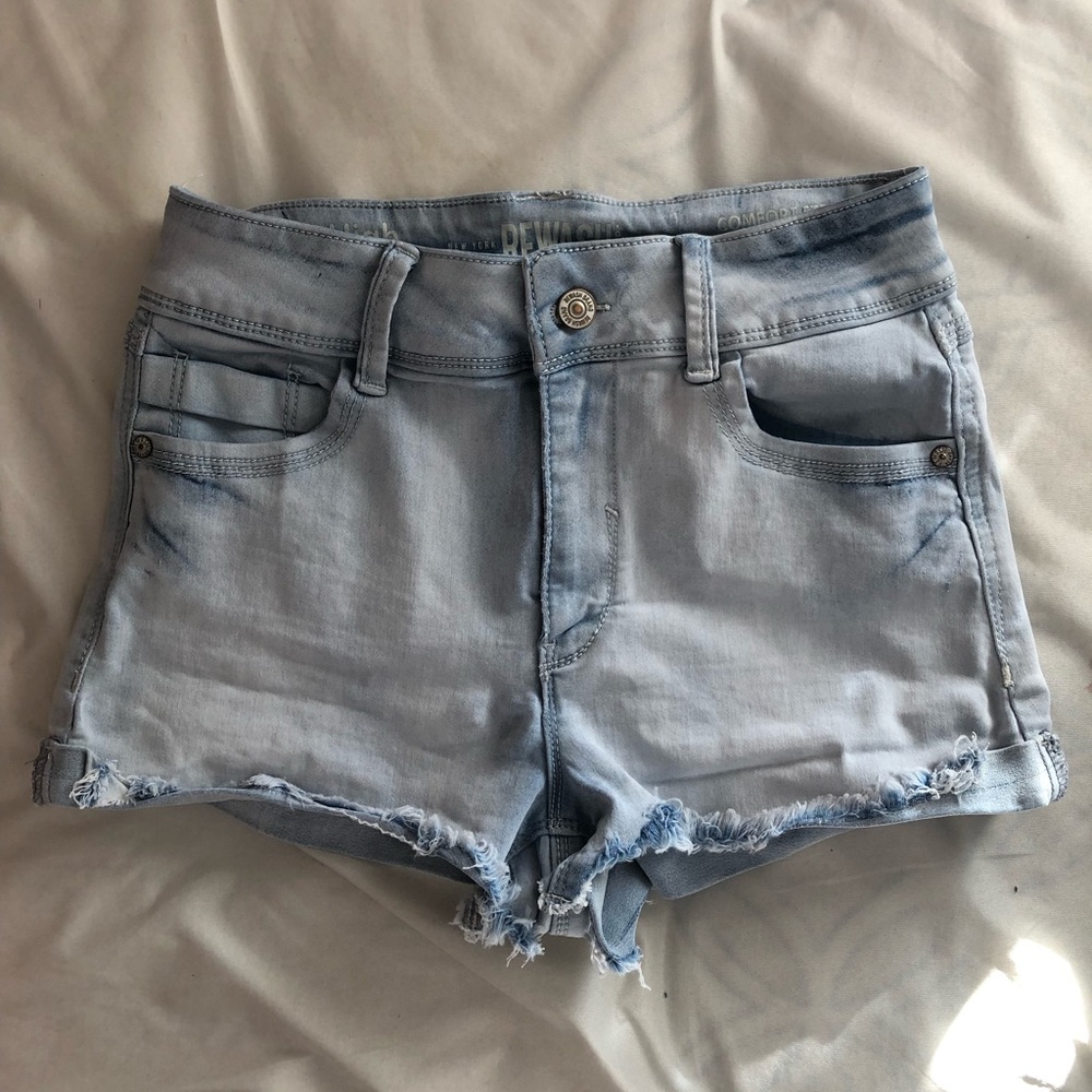 High Rise Stretch Denim Shorts